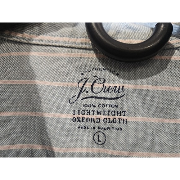J.Crew 100% Cotton Blue White Stripe Short Sleeve Button Down Shirt Men's Size L - Picture 2 of 3
